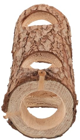 Cabilock Túnel para Hámster y Animales Pequeños de Madera Maciza Grande, Juguete Masticable Natural para Jaula, Túnel Ejercicio para Cobayas y Conejos, Accesorio Seguro para