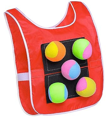 Zxpjkyu Set da Lancio di Dodgeball da 6 Pezzi, Accessorio Sportivo per Bambini, Gilet, Palla Appiccicosa, Adatto per attività Ricreative E all', Ragazzi Rossi