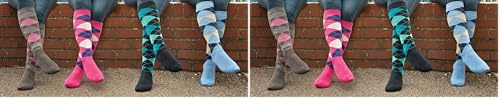 Rhinegold 0 Rhinegold Fully Cushioned Sole Riding Socks, Grey/Pink, One Size UK
