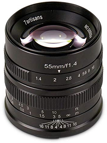 7artisans 55mm F1.4 aps-c mit festen, Objektiv für Canon Kameras EOS-m Halterung wie M1 M2 M3 M5 M6 M10 (5514MBI)