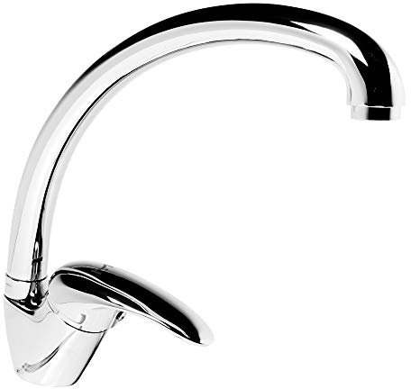 Ogomondo Miscelatore Mars Monocomando Orientabile Ottone Cromato Lucido per Lavello Cucina Acqua Calda e Fredda Completo di Flessibili