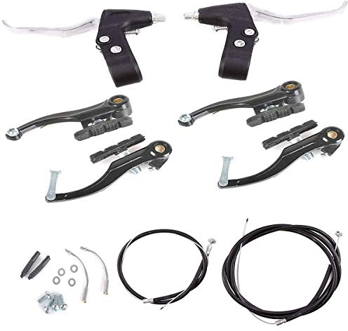 Prettyui Bremsen-Set V Brake vorne und hinten für Fahrräder Radsport BMX MTB (schwarz)