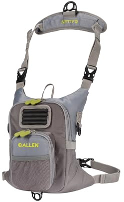 Allen Company Höst flod flugfiske bröstpaket, passar upp till 2 tackel/Fly Lådor, grå/lime, Grå/lime, 152 CU IN / 2.5 L, Höst flod fiske bröstpaket, passar upp till 2 tackel/Fly Lådor, 152 Cu in/2,5