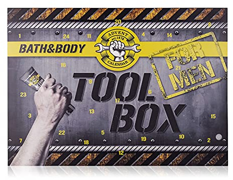 Accentra Adventskalender Männer Bad & Body 46x4x34 cm | Werkstatt Design | Pflegeprodukte for men, grau