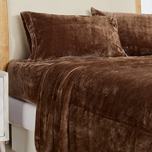 Set di biancheria da letto in micropile ultramorbido NY Loft con tasche extra profonde | set di lenzuola in pile di velluto extra morbido | super pile polare | velluto di lusso per un calore