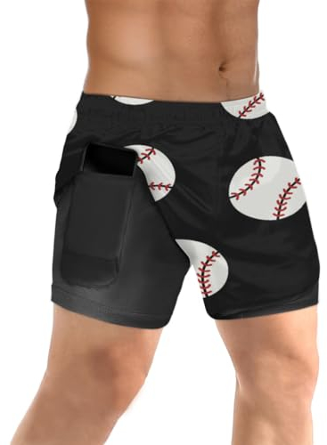 TropicalLife Baseball Herren-Lauf-Shorts, schnelltrocknend, Ballsport, Baseball, Herren, Sport, Workout, Shorts mit Handytasche, 2-in-1, Fitness-Shorts, farbig, S