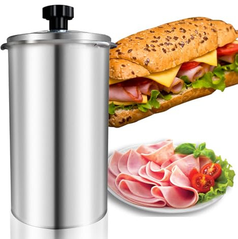 Holzsammlung Cuiseur à Jambon en Acier Inoxydable 1,2 Ascenseur, Maison Deli Presse à Jambon avec Thermomètre, Moule à Bacon de Cuisine pour Cuisine Saine Fabrication de Charcuterie Maison