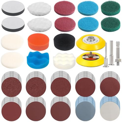 YnewL 121PCS Accesorios Coche Polishing Kit, Pulir Faros, con 100 Hojas de Lija de 75mm, Esponja Coche para la Restauración de Faros, Carrocería, etc.
