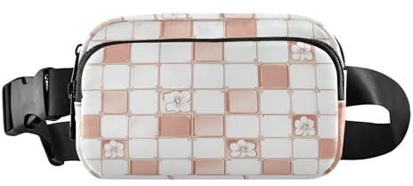 Fyrkanter vit roséguld blomma midjeväska crossbody pass väska slunga kvinnor bröstväskor midjeväskor för träning, färg01, 1 Size