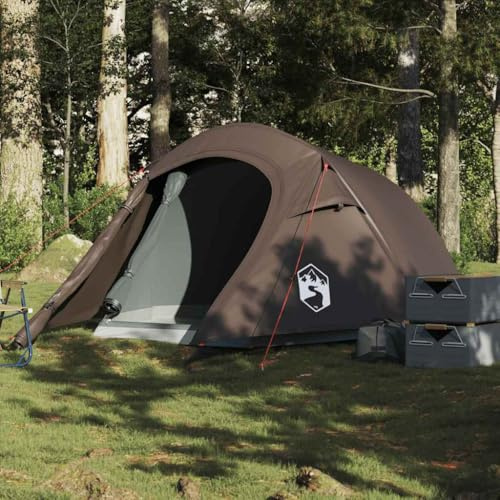 Tenda a Tunnel per 3 Persone, Impermeabile e Antivento, in Poliestere 185T con Rivestimento PU, Design Compatto, Ideale per Campeggio, Spiaggia e Carpfishing, Marrone, 230 x 180 x 115 cm