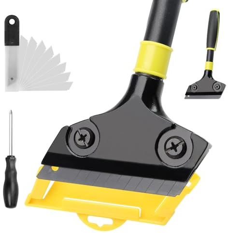 Wallpaper Scraper Tool,10cm/4 Inch Floor Scraper Heavy Duty Long Handle Scrapper with 20 Spare Blades,Soft Grip Wallscrapers Removal of Wall Paper,Tiles,Vinyl Flooring,Paint for Home Renovation