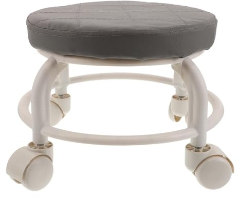 Healvian Tabouret Pivotant avec roulettes Similicuir Tabouret Bas Roulant pour Salon De Coiffure Garage Atelier Et Maison