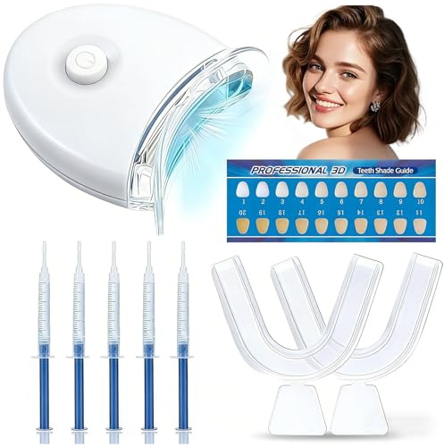 Teeth Whitening Set, Zahnbleaching Kit mit 5*Aufhellung Gel, Für ein helleres Lächeln, Effektive Aufhellung bequem von zu Hause aus, Für natürlich weiße Zähne bei regelmäßiger Anwendung(Weiß)