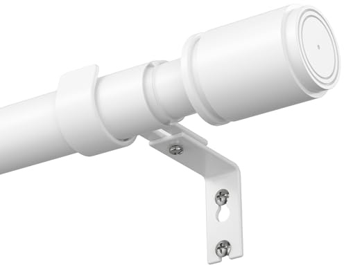 Extra Long Extendable Curtain Poles 79-320cm, 25mm Diameter Heavy Duty Metal Curtain Pole for Eyelet Curtains, White Curtain Rod with Adjustable Brackets, Easy Installation for Bedroom & Living Room