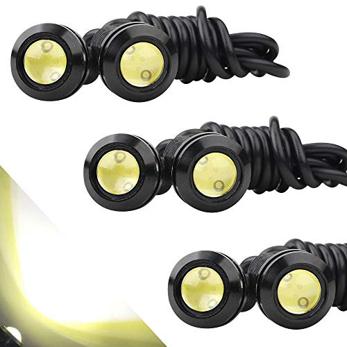 Sidaqi 6x Blanco 18mm Eagle Eye LED de Alta Potencia 9W Coche Motocicleta DRL Luz Diurna de Funcionamiento Lámpara de Niebla Luz de Marcha de Marcha Atrás 12V Impermeable