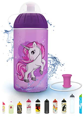 FreeWater Trinkflasche, 500 ml, Einhorn 2 lila: schadstofffrei, spülmaschinengeeignet, auslaufsicher, langlebig