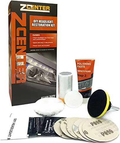 ZCENTER Kit de Restauration de Phare de Voiture Polissage des phares de Voiture pour restaurer Les phares Nuageux, Restaurateur de Phare jaunâtre ou usé