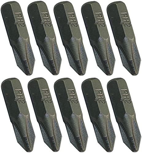 AERZETIX - C45864 - Lot de 10 Embouts de Vissage PH2x25mm 1/4'' pour Tournevis - à Empreinte Phillips Cruciforme PH2 - pour Vis Cruciforme PH2 - Quincaillerie/Accessoire/Outillage à Main - en Acier S2