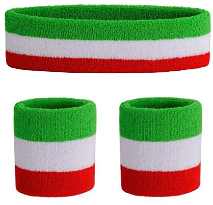 2 pezzi Fascie da Polso per Sport e 1 Fascia per Capelli Assorbente, Traspirazione dell'umidità, Morbido Assorba Il Sudore Adatto Sport Fitness Tennis (Multicolore)