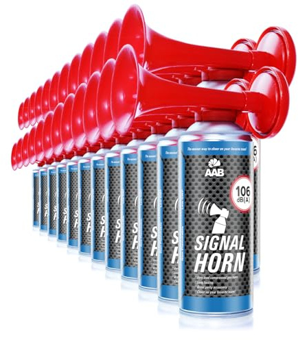 AABCOOLING Signal Horn - Set di 24 Pezzi - Tromba ad Aria Compressa, Fino a 120 Segnali Brevi, Tromba da Stadio Molto Rumorosa, Clacson Ideale per Feste, Vuvuzela, Trombe Aria