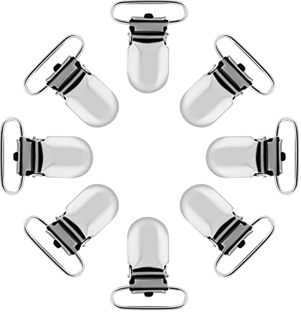 Clip Portaciuccio, Clip Ciuccio, Metallo Ciuccio Clips, Clip per Reggicalze, Clip per Reggicalze Metallo, per Bavaglini Bretella Per Giocattoli Lenzuolo Artigianato, Argento, 8 Pezzi(25mm)