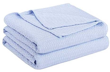 PiccoCasa Cooling Bamboo Blanket All Seasons Breathable for Hot Sleepers, Soft and Lightweight for Bed, Sofa Thin Blanket Summer Keep Cool Light Blue Single 150x200cm