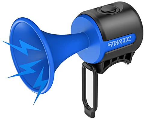 BSSOK Timbre Bicicleta Electronico, 100dB 1 Modo Fuerte Bocina Bicicleta Eléctrica 300mAh Alta Capacidad Batería IPX4 Impermeable, Para Adultos Infantil MTB/Carretera/BMX/Patinete Eléctrico (Azul)
