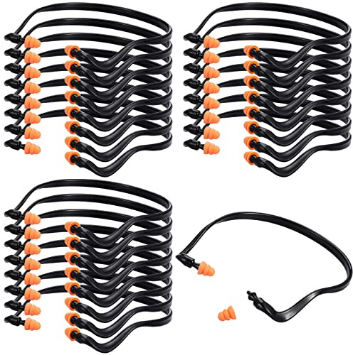 LEIFIDE 24 Pcs Banded Ear Plugs for Shooting Range Silicone Reusable Ear Protection Plugs Noise Cancelling Lightweight Earplug for Hearing Protection Sleeping Work Construction Concerts Reduction