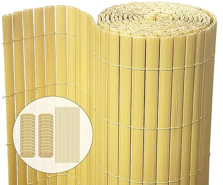 VOUNOT® Canisse en PVC Brise Vue Ultra Renforcé avec Attaches de Fixation Double Face pour Jardin Balcon et Terrasse Résistante à la Corrosion et aux Intempéries 80x300cm Beige