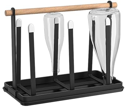 Rejilla para escurrir tazas de 1 pieza, portavasos de acero inoxidable, portabotellas de refresco, portabotellas de drenaje, rejilla para goteo de tazas, portabotellas de metal, escurridor (negro)