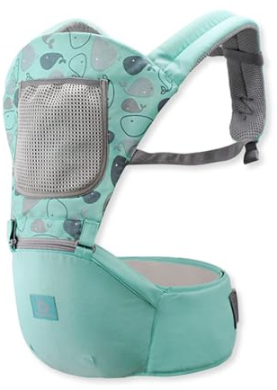 SONARIN Transpirable Multifuncional Mochila Portabebés con Asiento de Cadera,Portabebés Ergonómico Portador de Bebé Multiposición para Recién Nacidos Niños 0-36 Meses(Verde)