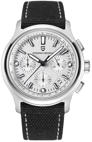 Pagani Design herrkvartsur, herrkronograf, japansk VK63-rörelse, AR-safirkristallglas, läderarmband, 100 m vattentät klocka PD-1781
