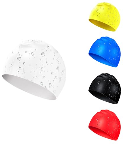 JEKUGOT Gorro de natación impermeable para niños, gorro de natación de silicona para niños y niñas de 6 a 14 años, cómodo y antideslizante, gorro de natación elástico y duradero para niños (blanco)