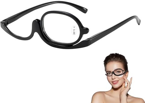 Fuletooye 350 Degrees Rotatable Make up Glasses, Single Flip up Lens Folding Reading Glasses, Eye Glasses for Women Folding Design Reading Glasses(Black, 3.5)