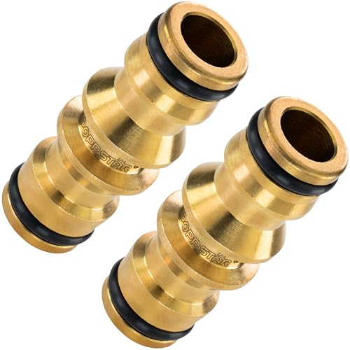 POPPSTAR 2X Connettore Dritto in Ottone per Tubo Flessibile, per sistemi a Incastro di raccordi per Tubi Flessibili da Giardino