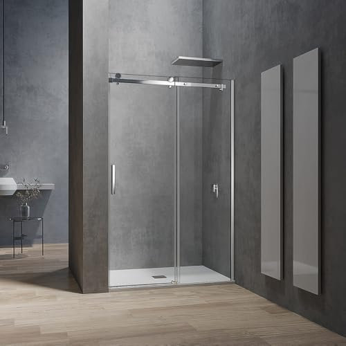 GRAND VERRE Porte de douche à accès de face 160x195 ouverture coulissante style industriel