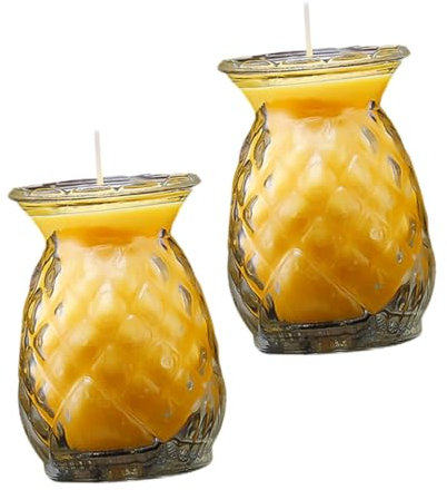 GARVALON 2 Stück Butterlampe Ananasform Aus Kunststoff Buddhistische Lampe Tischdekoration Tempellicht Gelb