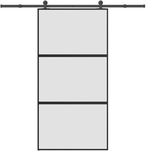 vidaXL Porte coulissante kit de quincaillerie trempé Verre Aluminium, Porte coulissante sur Rail, Porte coulissante intérieure, Porte coulissante de Salle de Bain