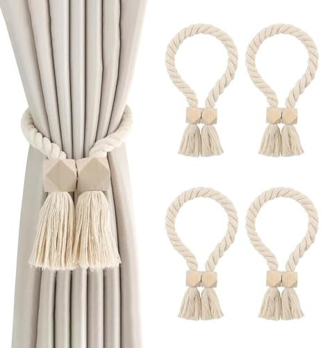 Toumdafine 4 Stück Magnetischer Vorhangspanner, weißer Vorhanghalter für Haus, Wohnzimmer, Büro und einige andere Orte mit Vorhängen.