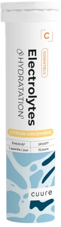 Électrolytes Hydratation - CUURE - Arôme Citron Gingembre - Sans Sucres - Haut Dosage - Fabriqué en France