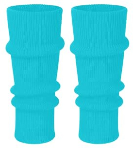 Makii Womens Extra Soft Knee Warmers - Ladies Knitted Stylish 80s Dance Party Ribbed Neon Leg Warmers For Winter UK (Turquoise)