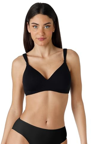 Lovable Reggiseno Allattamento Senza Ferretto | Cotone Bio | Clips Apribili con Una Mano | Coppe Leggermente Imbottite | maternità e Gravidanza Donna, Nero, 38 / 5D