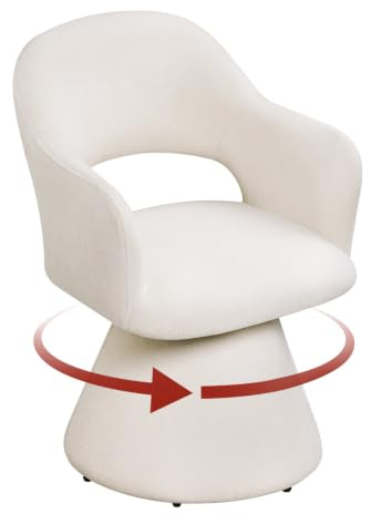 WOLTU Chaise Pivotante Salle à Manger,Crème | Fauteuil de Cuisine,avec Dossier Haut et Accoudoirs,en Lin Coloré,Cadre Métallique,pour Salon,Bureau,Chambre
