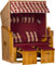 Webavita Strandkorb Ostsee | 2-Sitzer Volllieger Bausatz | Geflecht: Natur, Bezug: Uni Rot kariert | Beach Chair für Garten Terrasse Balkon