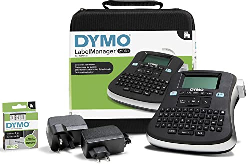 Dymo LabelManager 210D+ Handheld Label Maker Kit | QWERTY Keyboard | with 12mm Black on White D1 Labels & Carrying Case