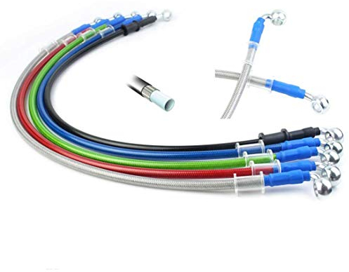 AN3 1/8 Moto Freno Manguera Trenzado Tubo de aceite hidráulico Línea 28 a 90 grados M10 Banjo - 600 mm/plata