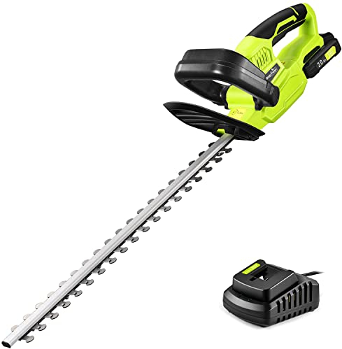 SnapFresh Recortadora de setos inalámbrica de 20V 2800SPM - Cuchilla de Doble acción de 56 cm, Recortadora de setos inalámbrica con batería de 2,0Ah y Cargador, Recortadora de césped