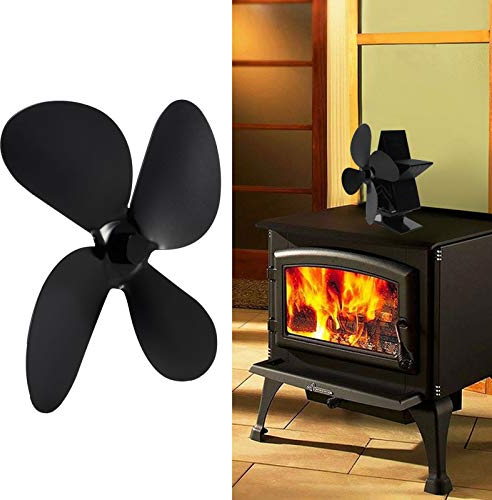 Cyrank Ventola per Stufa a Legna,Ventilatore Stufa a Legna con 4 Pale,Ventilatore per Camino,Funzionamento Silenzioso Ventola per Stufa Alimentata a Calore per L'aggiornamento per Caminetto a Legna