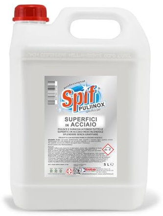 Detergente Acciaio Inox Professionale Cucina. Pulisce, Sgrassa, Lucida SPIF PULIINOX 5L