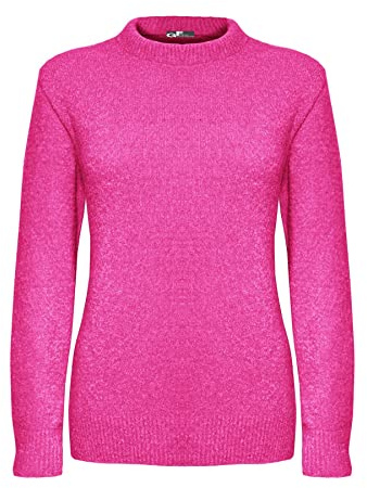 Generation Fashion New Ladies Women Knitted Long Sleeve Soft Knit Crew Neck Jumper Stretchable Sweater Pullover Top S-XL[Fuchsia, L-XL]